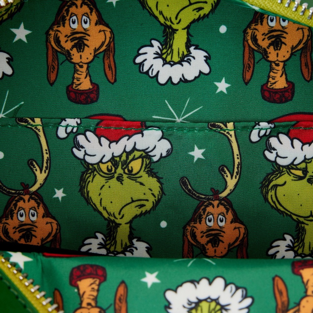 Universal Studios Parks Grinch and Max Lenticular Wreath Loungefly Crossbody Bag - Picture 9 of 12
